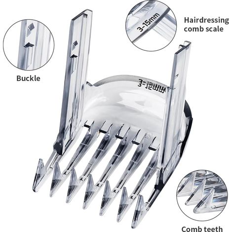 YanBan Peigne de rechange pour tondeuse à cheveux compatible avec Philips HC5610 HC5630 HC5632 HC5690 HC5691 HC7650, réglable de 3 à 15 mm (1/4)