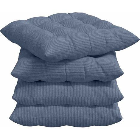 Seat Cushions 4 pcs Blue 40 x 40 x 6 cm Corduroy Fabric vidaXL