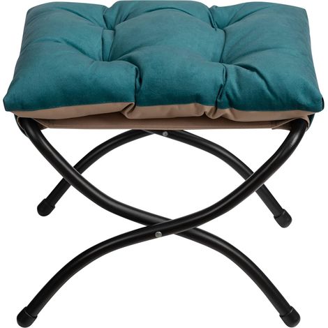 Repose Pied Pliable Salon Repose Pied Canape en Métal Tabouret Repose Pieds Jardin Balcon Petit Ottoman, Paon Bleu (1/5)