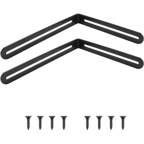 Angle Droit Support 90 Degrés - 2 pièces Supports D'angle en Acier Inoxydable (200 + 165) x24mm Support de Cadre de Support à Angle Droit en Forme de L pour Meuble de Chaise de Table D'armoire, Noir (1/5)