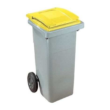Conteneur à déchets 240 litres tri sélectif 2 roues - couvercle jaune