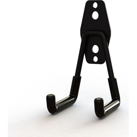 Set mit 2 Garagenhaken, Doppelhaken zur Garagenaufbewahrung, Wandhaken für Fahrräder zur Organisation von Werkzeugen, Treppen und Fahrrädern, Schwarz, 11 x 7,5 x 5 cm, inklusive Schrauben (1/5)