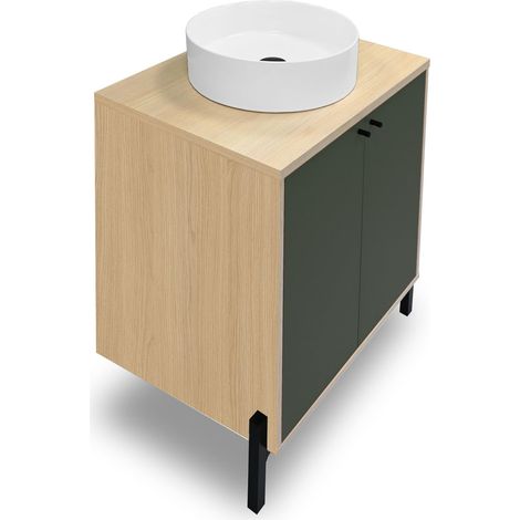 Lave Main WC avec Meuble Salle De Bain, 2 Portes (1/4)