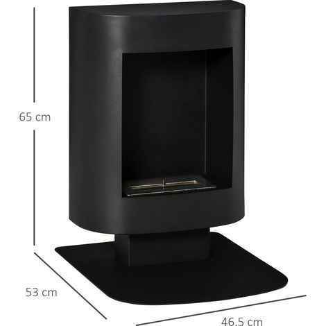 Cheminée à bioéthanol avec réservoir de 0,9 L, surface de chauffe jusqu'à 20 m², dimensions : 46,5 x 53 x 65 cm, noire (1/5)