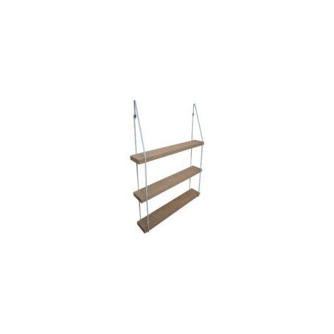 Étagère murale triple chêne 60 x 10 avec supports métal blanc