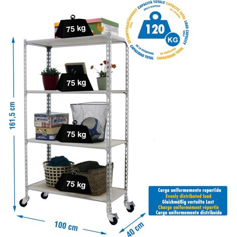 simonrack Moderne Metallregale mit Rollen 120 kg