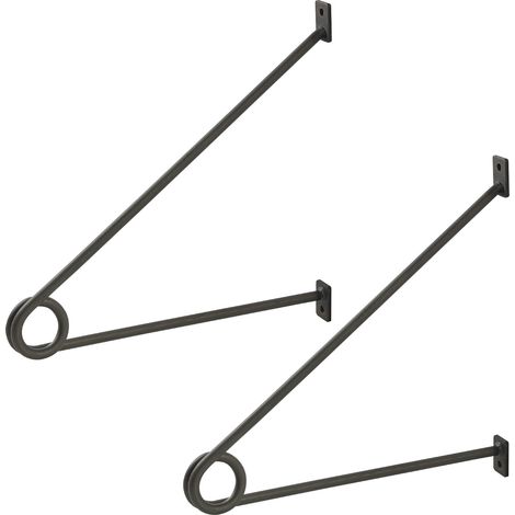 SOTECH Rundstabhalterung 260 x 250 x 20 mm für Garderobe & Küchenreling mit Stangen-Ø bis 30 mm, Rohstahl klar lackiert, 1 Paar