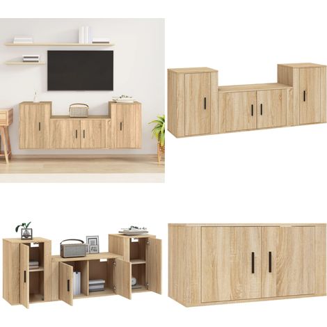 3-tlg. TV-Schrank-Set Sonoma-Eiche Holzwerkstoff - TV-Schrank Set - Holzwerkstoff (1/5)