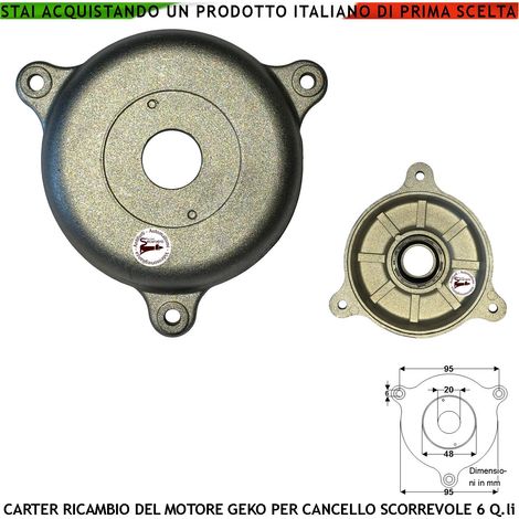 Coperchio Statore Con Cuscinetto di Tenuta Per il Rotore Ricambio del Motore Geko 230 V Montato Sul Cancello Scorrevole Costruito in Fusione di Alluminio Con Invito e 3 Fori di Fissaggio Equidistanti (1/4)