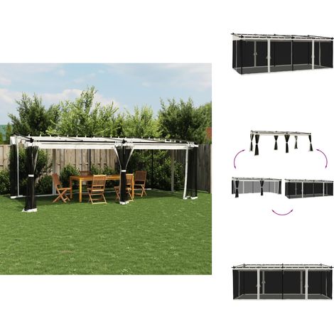 Tonnelle avec parois en filet crème 6x3 m acier - Gazebo - Abri Extérieur - Tonnelle De Jardin - Parasol - Structure Extérieure (1/5)