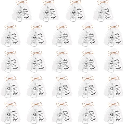 24 porte-clés ouvre-bouteilles argentés, pendentifs, cadeaux d'invités, cadeaux originaux. (1/2)
