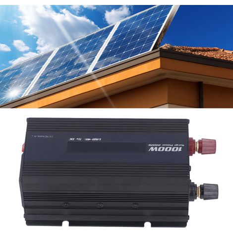 Onduleur noir 1000W avec affichage LED, convertisseur d'énergie solaire pour véhicules, DC12V vers AC220V. (1/5)
