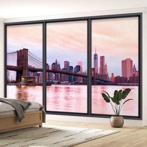 Papier peint panoramique Trompe l'oeil baie vitrée - New york - 130 cm x 78 cm (1/5)