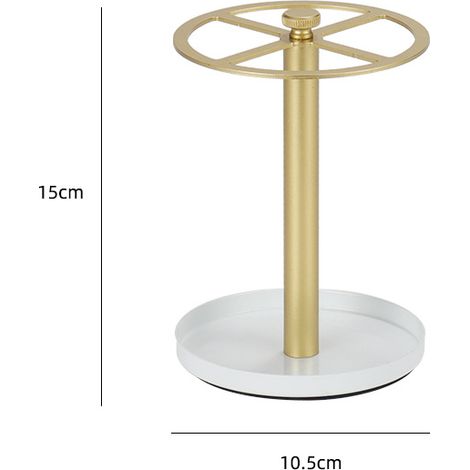 Porte-brosses à dents à 4 compartiments avec trous d'aération et égouttoir — Rond, blanc et or (1/3)