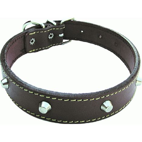 collier pour chien en cuir doublA  de clous largeur 40 mm longueur 65 cm colliers
