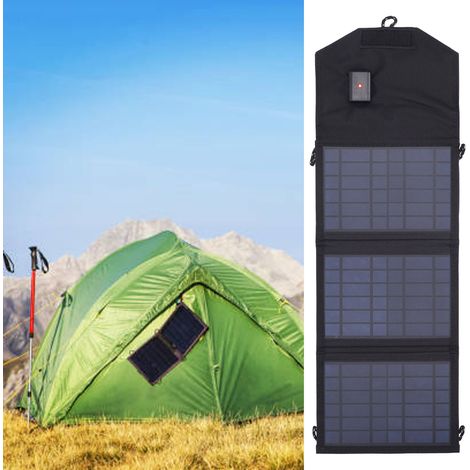 Chargeur solaire portable pliable de 10,5 W avec sac en tissu, sortie USB, 5 V 0-2 A (1/5)