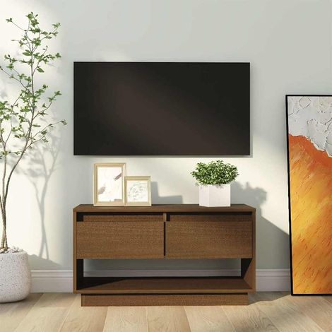 vidaXL Meuble TV Marron miel 74x34x40 cm Bois de pin massif (1/5)