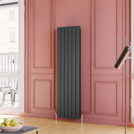 ELEGANT Vertical Flat Panel Designer Tall Radiator 1600x452 mm Central Heating Rads + Angled Radiator Valves (1/5)