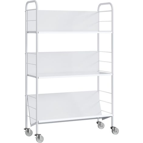 Estantería metálica de 3 niveles con ruedas, 69 x 26 x 108 cm, blanco (1/5)