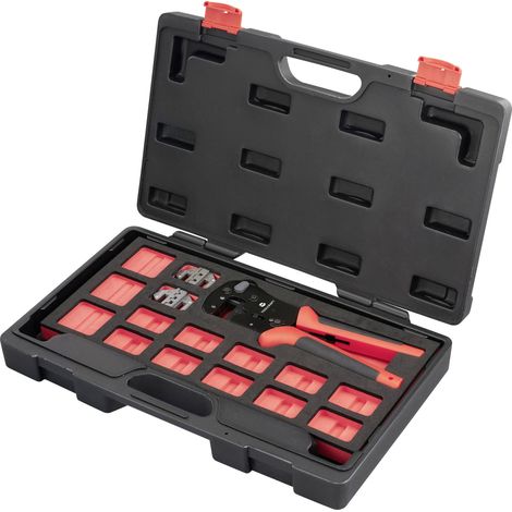 Toolcraft – Set d'outils de sertissage 2 mâchoires interchangeables – Poignées antidérapantes – Coffret inclus – Pour connecteurs variés (1/5)