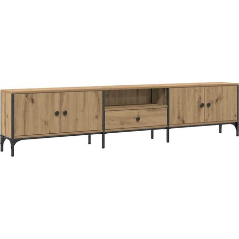 MAISON LA VIE Meuble TV à tiroir - Banc TV - Meuble De Rangement chêne artisanal 200x25x44 cm bois ingénierie (1/5)