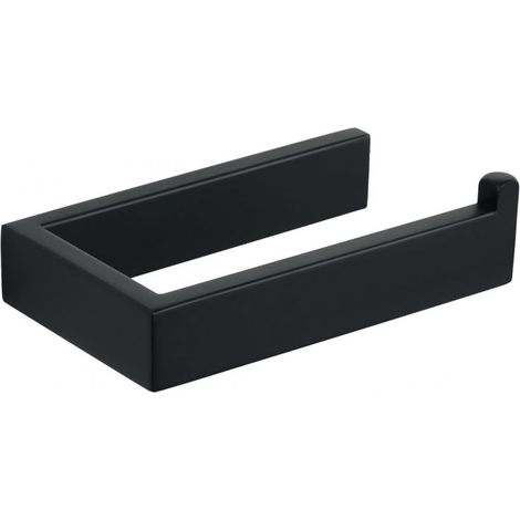 Soporte de papel higiénico de pared, de acero inoxidable, para baño o cocina, 14 cm, negro mate. (1/4)