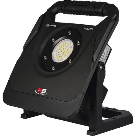 LEDVANCE work light with swivelling head, battery-operated, Power for all Alliance battery compatible, 40 W, 4,500 lm, 6,500 K, 840 cold daylight, 3-step dimmable, black aluminium, IP54 (1/4)
