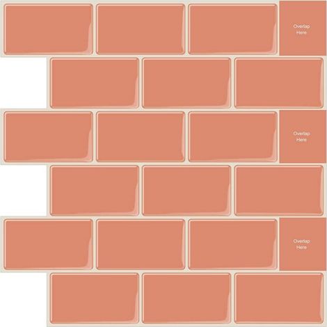 10 Pcs Orange Sticker Carrelage Adhesif Mural 3D Cuisine Salle de Bain (30.5x 30.5cm)