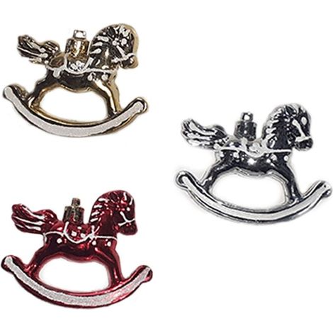 Decorazioni natalizie per albero di natale cavallo a dondolo Cavallucci oro rosso argento addobbi decorazioni set da 10 - colorigenerali: ROSSO (1/4)
