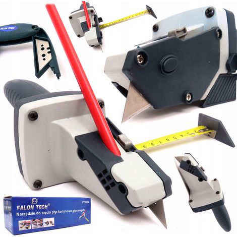 Cuchillo para cortar placas de yeso, cinta métrica de 5 m, 6 hojas, Falon-Tech