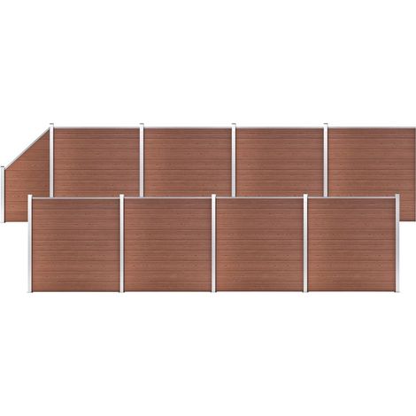 Set de valla 8 cuadradas + 1 oblicua WPC marrón 1484x186 cm
