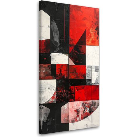 Wandbild Abstraktion Textur Kreise Formen schwarz rot 40x80 cm (1/5)