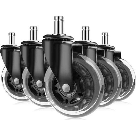 5 Silent Rubber Casters - For Office Chairs, 360° Rotation, Black, Scratch-Free