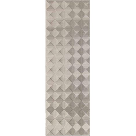 Tapis salon 80x240cm Crème Géométrique