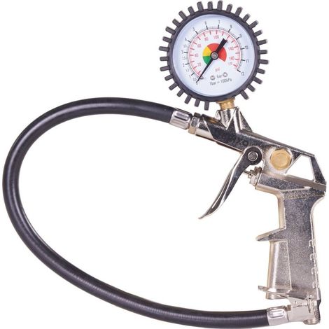 Pistolet de gonflage à air comprimé Manomètre 10 bar 140 PSI Tuyau 0.5 m Raccord M 1/4 BRIXO (1/5)
