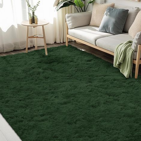 Tapis à Poils Longs 150x240cm Vert, Tapis Doux antidérapant Moelleux Grand tapis pour salon, chambre et espace jeu, confortable pour toute famille et animaux domestiques, avec base antidérapante (1/5)