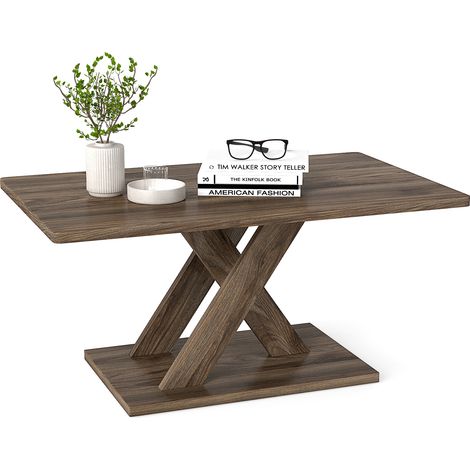 Table Basse de Salon Géométrique Finition Rectangulaire 95x58x45 cm, Base Stable, Patins Antidérapants, Capacité 100 kg pour Chambre et Bureau (1/5)
