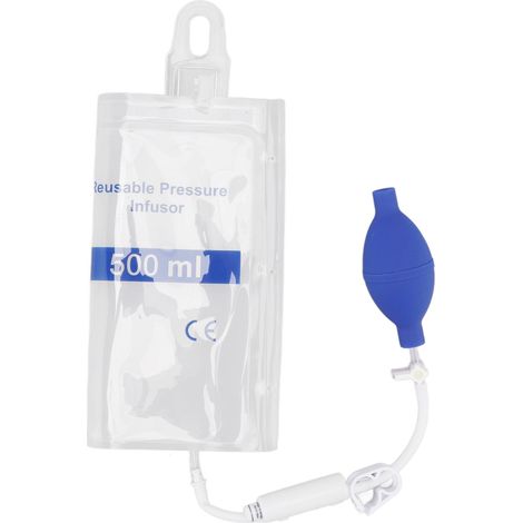 Poche de perfusion sous pression de 500 ml, transparente, pour perfusion rapide de sang et de liquides chez le patient. (1/5)