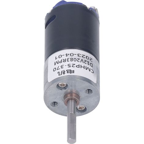 Moteur à engrenages CC 12V 2083RPM CMHP25-370, arbre long, couple élevé, puissance supérieure, noir, pour applications industrielles (1/5)