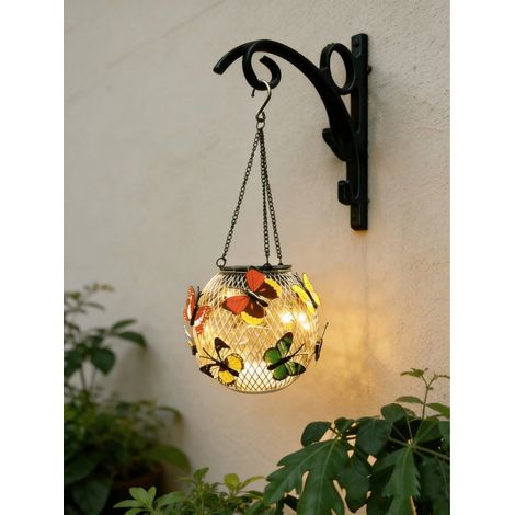2 Pièces Guirlandes papillons solaires à LED colorées, imperméables, avec chaîne de suspension, pour jardin, terrasse et fête (1/4)