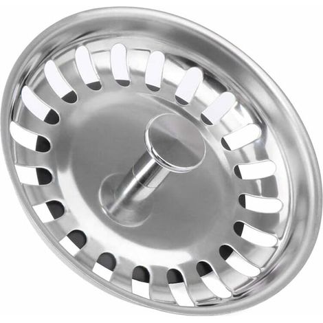 Bouchon Évier Inox - Filtre Cuisine Salle De Bain - Acier Inoxydable Et Caoutchouc - Diamètre 79mm (1/5)