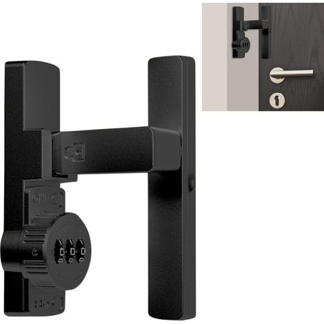 Serrure à combinaison à 90 degrés avec code sans clé à 3 chiffres pour portes, granges, garages, abris de jardin et armoires de fenêtre (noir)