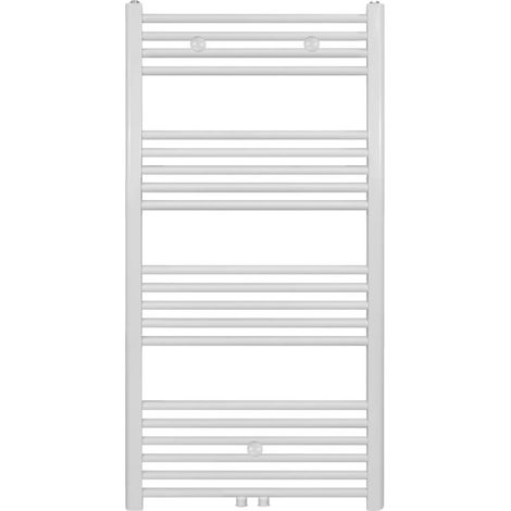 Badheizkörper - Mittelanschluss Weiß Matt gebürstet - 1200 x 600 (HxB)-616W (1/2)
