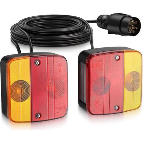 Set mit 2 Rückleuchten für Anhänger, Rückleuchten-Montagesatz, 7,5 m langes 7-poliges 12-V-Kabel, ECE-geprüft, IP65 wasserdicht für Pkw, Lkw, Wohnwagen, Boote – Schraubmontage (1/5)