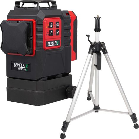 Levelfix MCL380G Laser multiligne motorisé, faisceau vert - Set avec trépied 1,5 m - NETIM - 563801