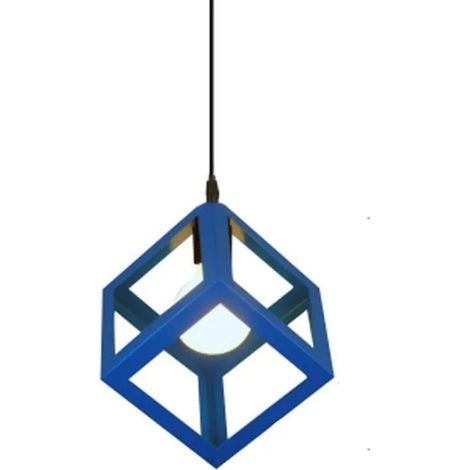 U-DO Suspension Filaire Ajustable design Moderne 1628cm Lustre Plafonnier Cage forme Carré en Métal Bleu pour Couloir (1/2)