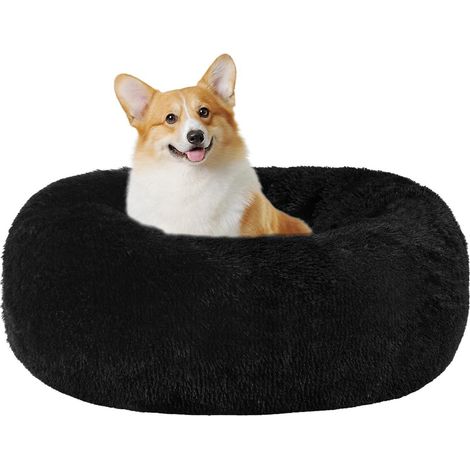 Hundebett orthopädisches rund Donut L 70 x B 70 x H 20 cm Schwarz (1/5)