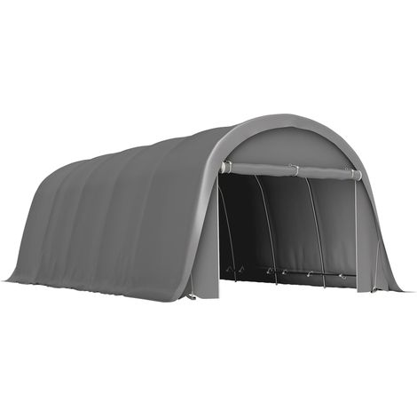 Carport tente de garage 3,6 x 7,2 m abri voiture extérieur tente de stockage avec parois latérales amovibles, gris foncé