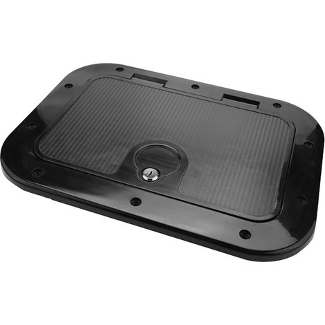 Housse de pont rectangulaire marine à anneau de traction avec serrure, housse de cabine de yacht, couvercle de trappe de visite, accessoires de couvercle de coffre de rangement - noir avec serrure - P (1/4)