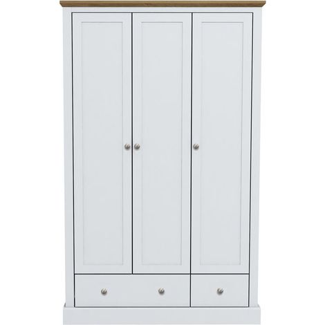 Devon 3 Door 2 Drawer Wardrobe - Particle Board - L56 x W112.9 x H181.5 cm - White (1/2)
